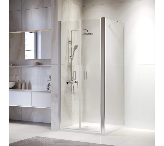 Душевой уголок RGW PA-134 (PA-104+Z-050-2+O-204), Цвет стекла: прозрачное, Цвет профиля: Хром, Выбрать размер: 900x900