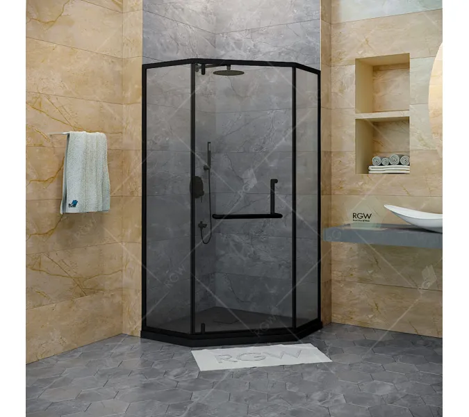 Душевой уголок RGW HO-084B, Цвет стекла: тонированное, Цвет профиля (вариация): Черный, Выбрать размер: 90х90, изображение 2