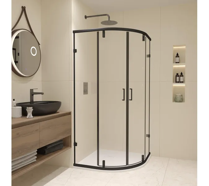 Душевой уголок RGW CL-55B, Цвет стекла: прозрачное, Цвет профиля: Черный, Выбрать размер: 900x900