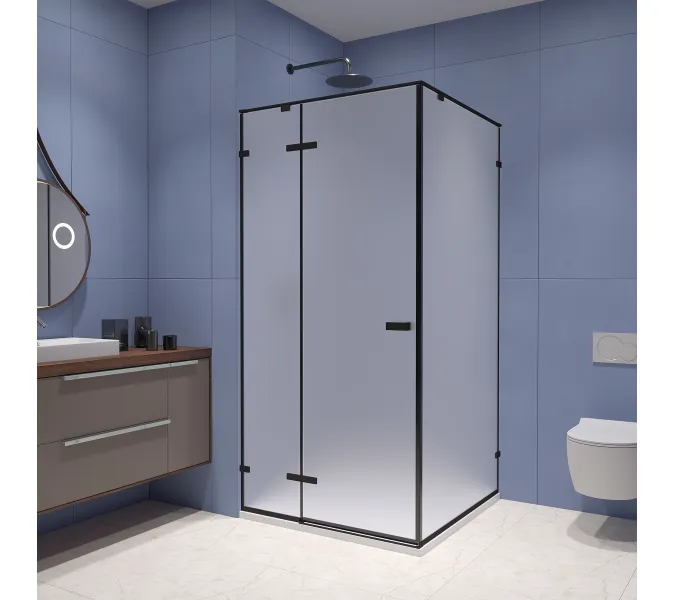 Душевой уголок RGW SV-030B матовое/черный, Цвет стекла: матовое, Цвет профиля: Черный, Выбрать размер: 1000x1000, изображение 3