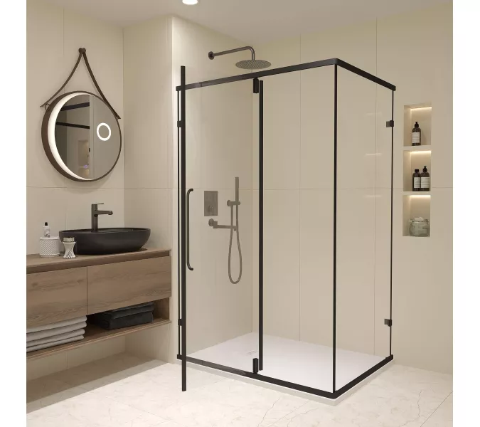 Душевой уголок RGW CL-46B, Цвет стекла: прозрачное, Цвет профиля: Черный, Выбрать размер: 900x800, изображение 2