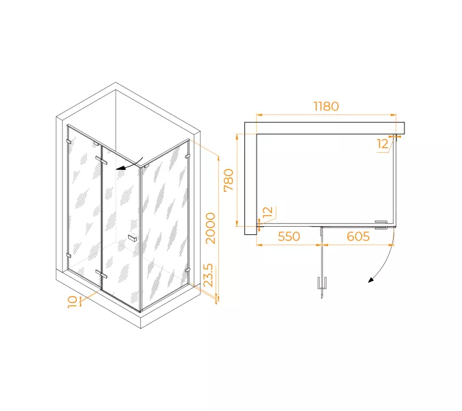 Душевой уголок RGW SV-040Gr матовое/серый, Цвет стекла: матовое, Цвет профиля: Серый, Выбрать размер: 1200x800, изображение 2