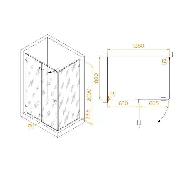 Душевой уголок RGW SV-040  прозрачное/хром, Цвет стекла: прозрачное, Цвет профиля: Хром, Выбрать размер: 1300x900, изображение 2
