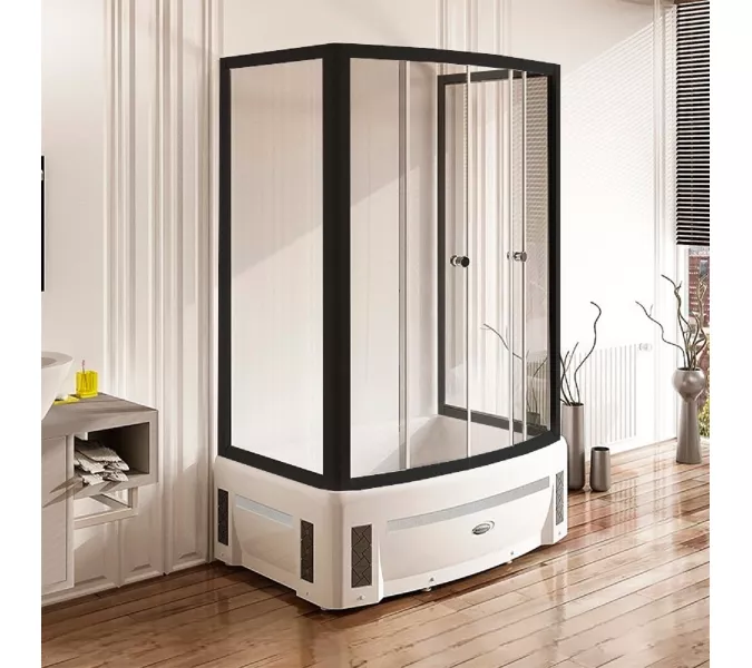 Душевое ограждение Radomir ДИАНА 90х140 без поддона, Цвет стекла: прозрачное, Цвет профиля: Черный