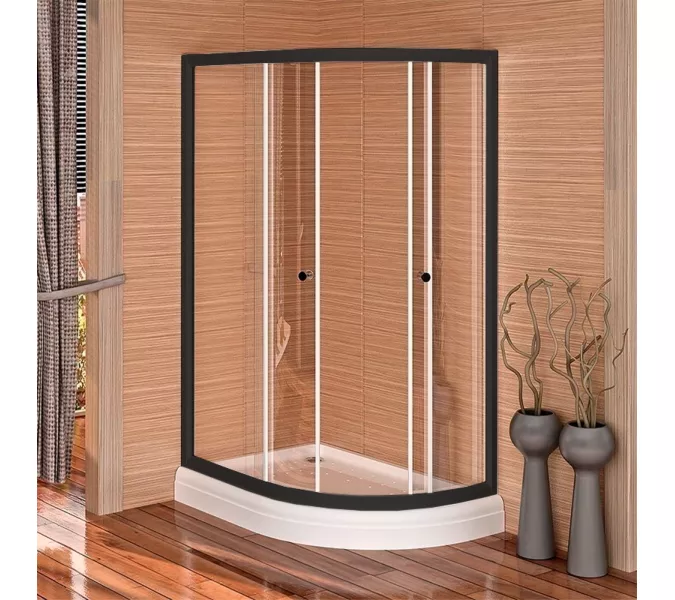 Душевой угол  Radomir  СОУЛ  прозрачный, с поддоном, Цвет стекла: прозрачное, Цвет профиля: Черный, Тип поддона: Низкий, Выбрать размер: 120х90, Ориентация: Левая