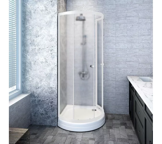 Душевое ограждение Radomir Стронг , четверть круга , матовое ,без поддона, Цвет стекла: матовое, Цвет профиля: Белый, Выбрать размер: 100х100