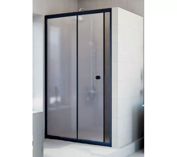 Душевая дверь  Radomir Вита (прозрачная), Цвет стекла: прозрачное, Цвет профиля: Черный, Выбрать размер: 110
