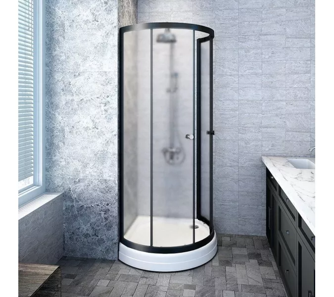 Душевое ограждение  Radomir Стронг , четверть круга , матовое, без поддона, Цвет стекла: матовое, Цвет профиля: Черный, Выбрать размер: 90х90