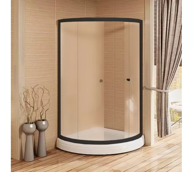 Душевой угол  Radomir НАЙТ матовое стекло, с поддоном, Цвет стекла: матовое, Цвет профиля: Черный, Выбрать размер: 100х100