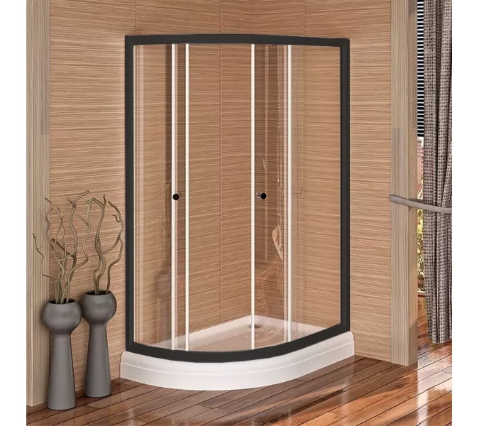 Душевой угол  Radomir  СОУЛ  прозрачный, с поддоном, Цвет стекла: прозрачное, Цвет профиля: Черный, Тип поддона: Низкий, Выбрать размер: 120х80, Ориентация: Правая