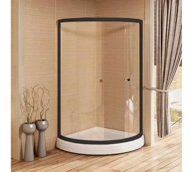 Душевое ограждение Radomir НАЙТ/СОУЛ  черный профиль, без поддона, Цвет стекла: прозрачное, Цвет профиля: Черный, Выбрать размер: 100х100