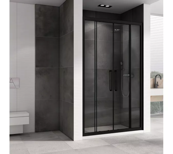 Душевая дверь ABBER Schwarzer Diamant прозрачное/черный, Цвет стекла: прозрачное, Цвет профиля: Черный, Выбрать размер: 140