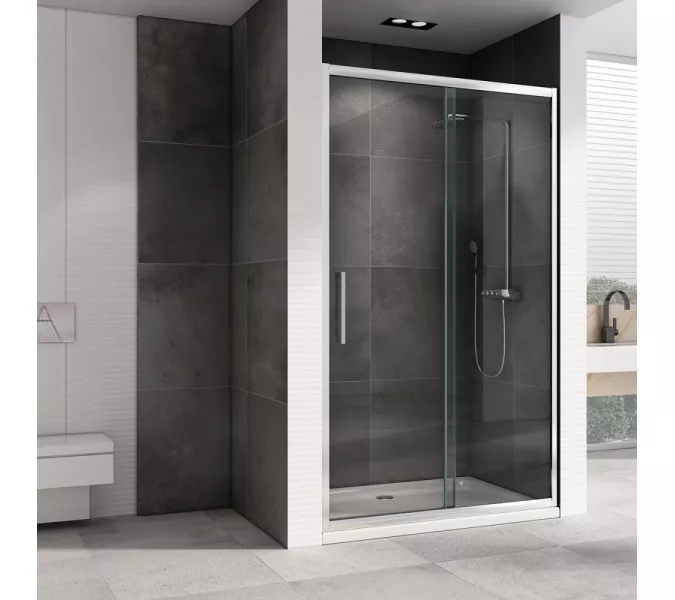 Душевая дверь ABBER Schwarzer Diamant прозрачное/хром, Цвет стекла: прозрачное, Цвет профиля: Хром, Выбрать размер: 100