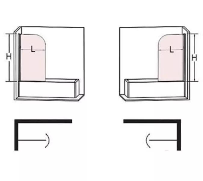 Душевая шторка  на ванну  Radomir (140*75) правая/левая, Ориентация: Левая, изображение 2