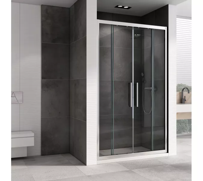 Душевая дверь ABBER Schwarzer Diamant прозрачное/хром, Цвет стекла: прозрачное, Цвет профиля: Хром, Выбрать размер: 140