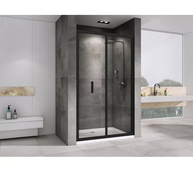 Душевая дверь ABBER Sonnenstrand прозрачное/черный складная, Цвет стекла: прозрачное, Цвет профиля: Черный, Выбрать размер: 90, изображение 2