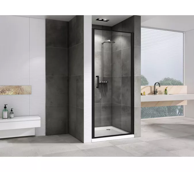 Душевая дверь ABBER Sonnenstrand прозрачное/черный, Цвет стекла: прозрачное, Цвет профиля: Черный, Выбрать размер: 80, изображение 2