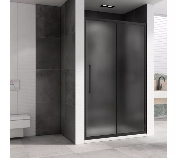 Душевая дверь ABBER Schwarzer Diamant матовое/черный, Цвет стекла: матовое, Цвет профиля: Черный, Выбрать размер: 100