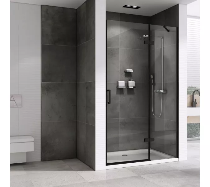 Душевая дверь ABBER Zart распашная, Цвет стекла: прозрачное, Цвет профиля: Черный, Выбрать размер: 90, изображение 2