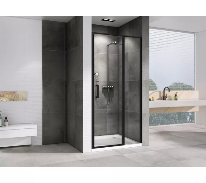 Душевая дверь ABBER Sonnenstrand прозрачное/черный, Цвет стекла: прозрачное, Цвет профиля: Черный, Выбрать размер: 100, изображение 2