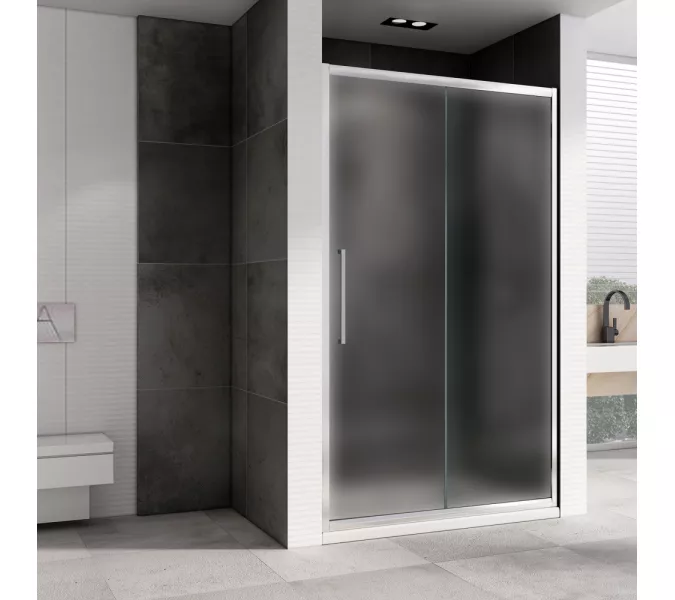 Душевая дверь ABBER Schwarzer Diamant матовое/хром, Цвет стекла: матовое, Цвет профиля: Хром, Выбрать размер: 100