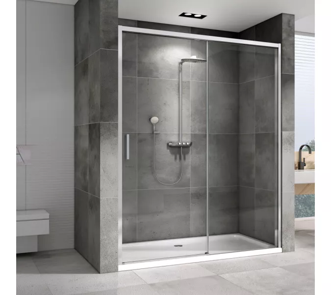 Душевая дверь ABBER Komfort прозрачное/хром, Цвет стекла: прозрачное, Цвет профиля: Хром, Выбрать размер: 120