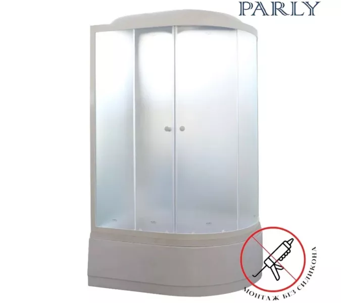 Кабина душевая  EF1221L/R  PARLY, Цвет стекла: матовое, Высота поддона: Высокий, Цвет профиля: Белый, Выбрать размер: 120х80, Ориентация: левая, изображение 3