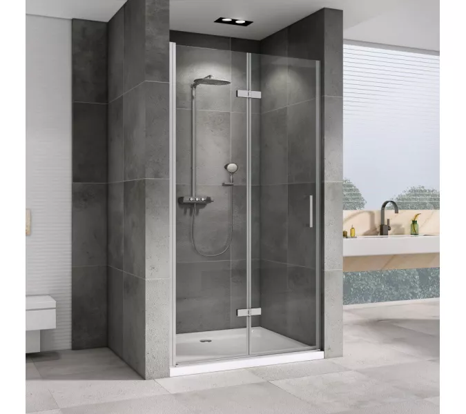 Душевая дверь ABBER Zart складная, Цвет стекла: прозрачное, Цвет профиля: Хром, Выбрать размер: 70, изображение 2