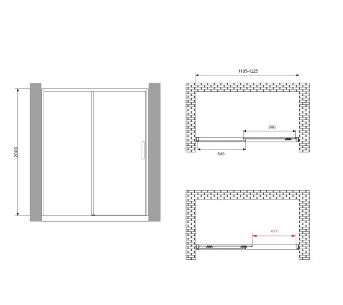 Душевая дверь ABBER Komfort прозрачное/хром, Цвет стекла: прозрачное, Цвет профиля: Хром, Выбрать размер: 120, изображение 3
