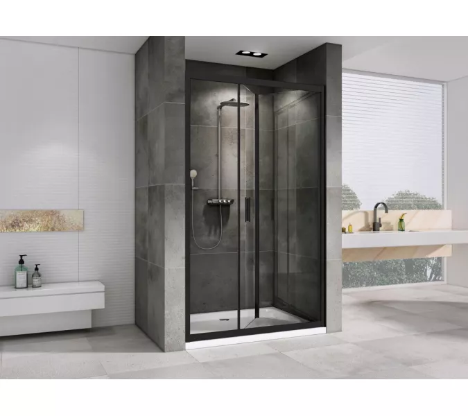 Душевая дверь ABBER Sonnenstrand прозрачное/черный складная, Цвет стекла: прозрачное, Цвет профиля: Черный, Выбрать размер: 90, изображение 3