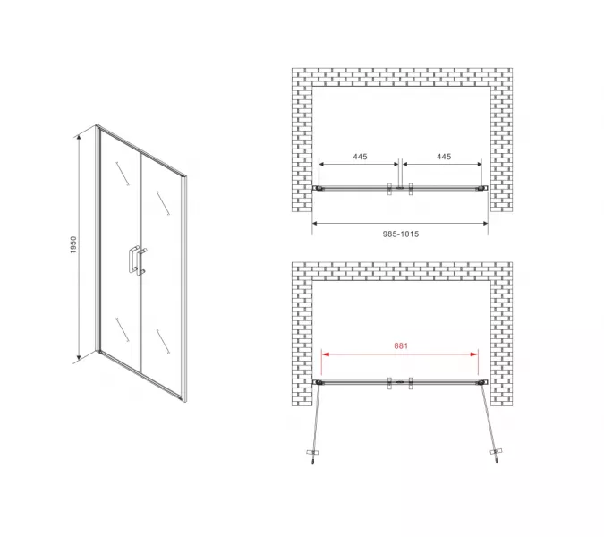Душевая дверь ABBER Sonnenstrand AG04100C, Цвет стекла: прозрачное, Цвет профиля: Хром, Выбрать размер: 100, изображение 3