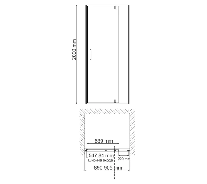 Душевая дверь WasserKRAFT Aisch 55P04, Цвет стекла: прозрачное, Цвет профиля: Золото, Выбрать размер: 90, изображение 6
