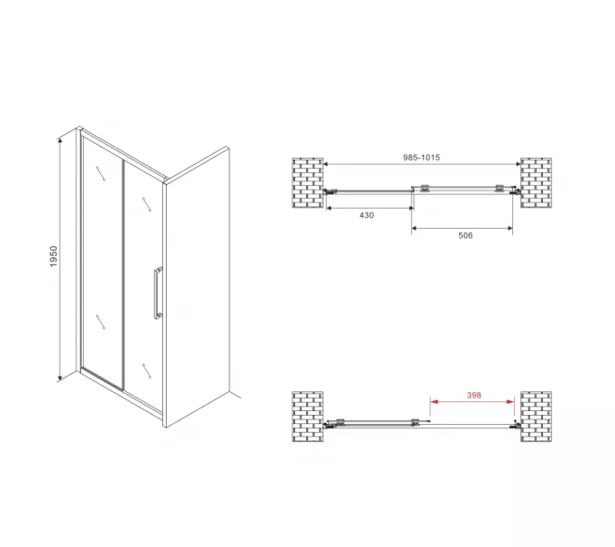 Душевая дверь ABBER Schwarzer Diamant прозрачное/хром, Цвет стекла: прозрачное, Цвет профиля: Хром, Выбрать размер: 100, изображение 5