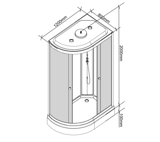 Кабина душевая  EC1231L/R  PARLY, Цвет стекла: тонированное, Высота поддона: Низкий, Цвет профиля: Белый, Выбрать размер: 120х80, Ориентация: левая, изображение 8