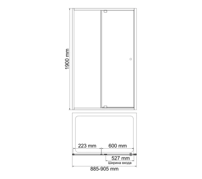Душевая дверь WasserKRAFT Aula 11P04, Цвет стекла: прозрачное, Цвет профиля: Хром, Выбрать размер: 90, изображение 3