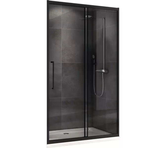 Душевая дверь ABBER Schwarzer Diamant прозрачное/черный/H-195см, Цвет стекла: прозрачное, Цвет профиля: Черный, Выбрать размер: 100