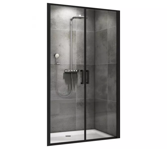 Душевая дверь ABBER Sonnenstrand AG04100BC/C, Цвет стекла: прозрачное, Цвет профиля: Черный, Выбрать размер: 100