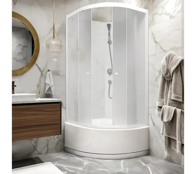 Кабина душевая TMF901  без крыши PARLY, Цвет стекла: матовое, Высота поддона: Высокий, Цвет профиля: Белый, Выбрать размер: 85х85