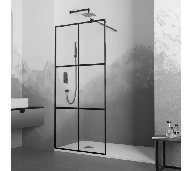 Душевая перегородка RGW WA-011B, Цвет стекла: прозрачное, Цвет профиля (вариация): Черный, Выбрать размер: 120
