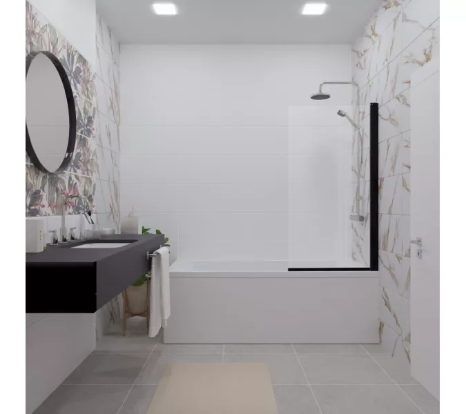 Шторка на ванну Triton Соло 75, Цвет профиля: Черный