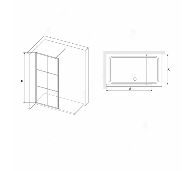 Душевая перегородка RGW WA-011B, Цвет стекла: прозрачное, Цвет профиля (вариация): Черный, Выбрать размер: 120, изображение 2