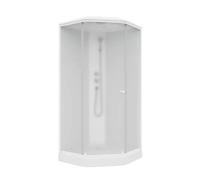 Кабина душевая  P911F  PARLY, Цвет стекла: матовое, Высота поддона: Низкий, Цвет профиля: Белый, Выбрать размер: 90х90, изображение 3