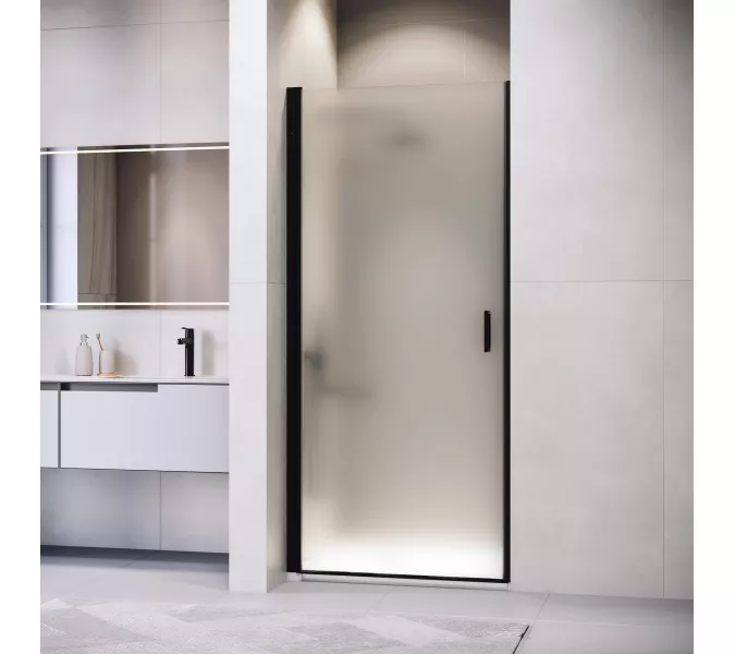 Душевая дверь RGW LE-003B, Цвет стекла: матовое-сатинат, Цвет профиля (вариация): Черный, Выбрать размер: 90