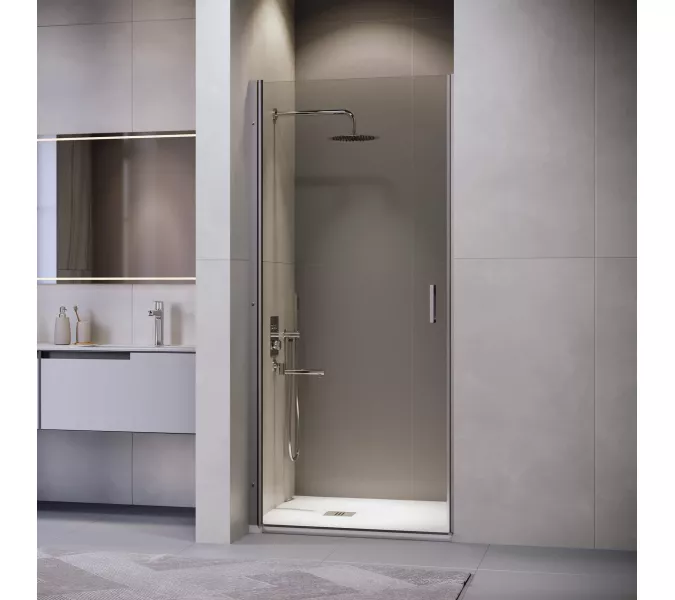 Душевая дверь RGW LE-003Gr, Цвет стекла: прозрачное, Цвет профиля (вариация): Серый, Выбрать размер: 70