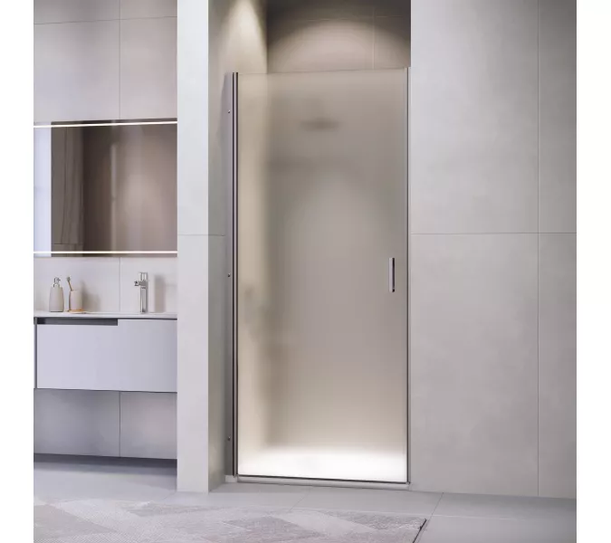 Душевая дверь RGW LE-003Gr, Цвет стекла: матовое-сатинат, Цвет профиля (вариация): Серый, Выбрать размер: 80