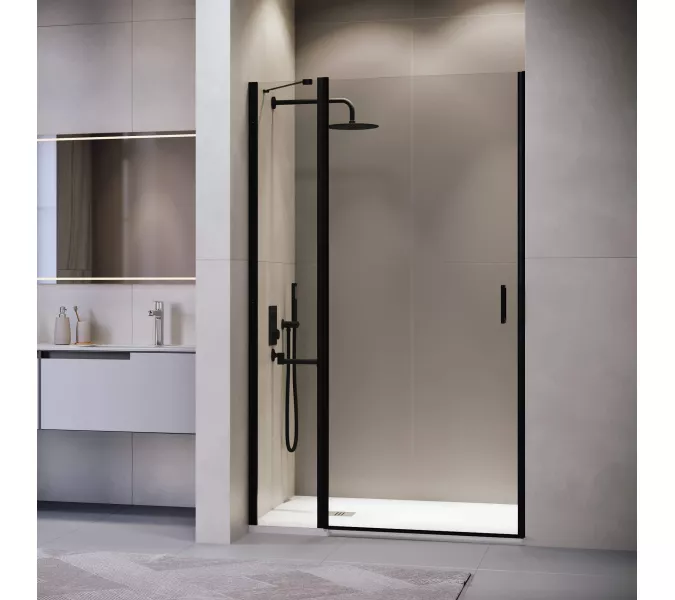Душевая дверь RGW LE-004B, Цвет стекла: прозрачное, Цвет профиля (вариация): Черный, Выбрать размер: 100