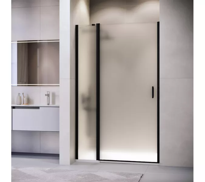 Душевая дверь RGW LE-004B, Цвет стекла: матовое-сатинат, Цвет профиля (вариация): Черный, Выбрать размер: 120