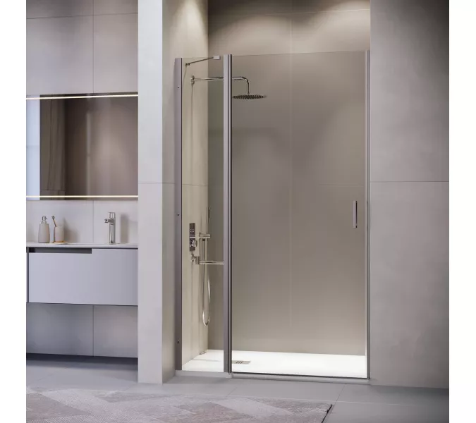 Душевая дверь RGW LE-004Gr, Цвет стекла: прозрачное, Цвет профиля (вариация): Серый, Выбрать размер: 120