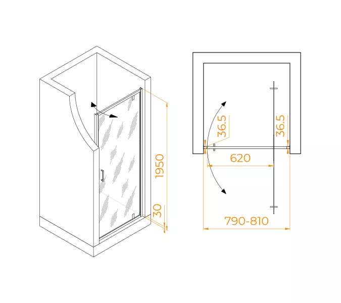 Душевая дверь RGW LE-102B, Цвет стекла: прозрачное, Цвет профиля: Черный, Выбрать размер: 80, изображение 2