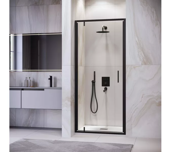 Душевая дверь RGW LE-102B, Цвет стекла: прозрачное, Цвет профиля: Черный, Выбрать размер: 80